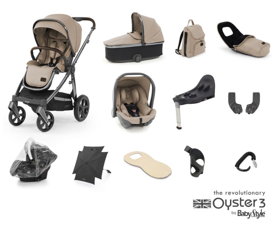 Prams & Pushchairs BabyStyle | Oyster 3 Ultimate 12 Pc Travel System Bundle - Butterscotch