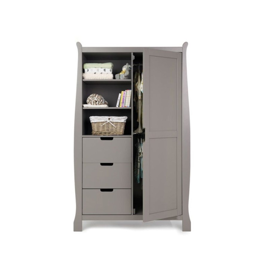 Nursery & Home Obaby Wardrobes | Obaby Stamford Sleigh Double Wardrobe- Taupe Grey