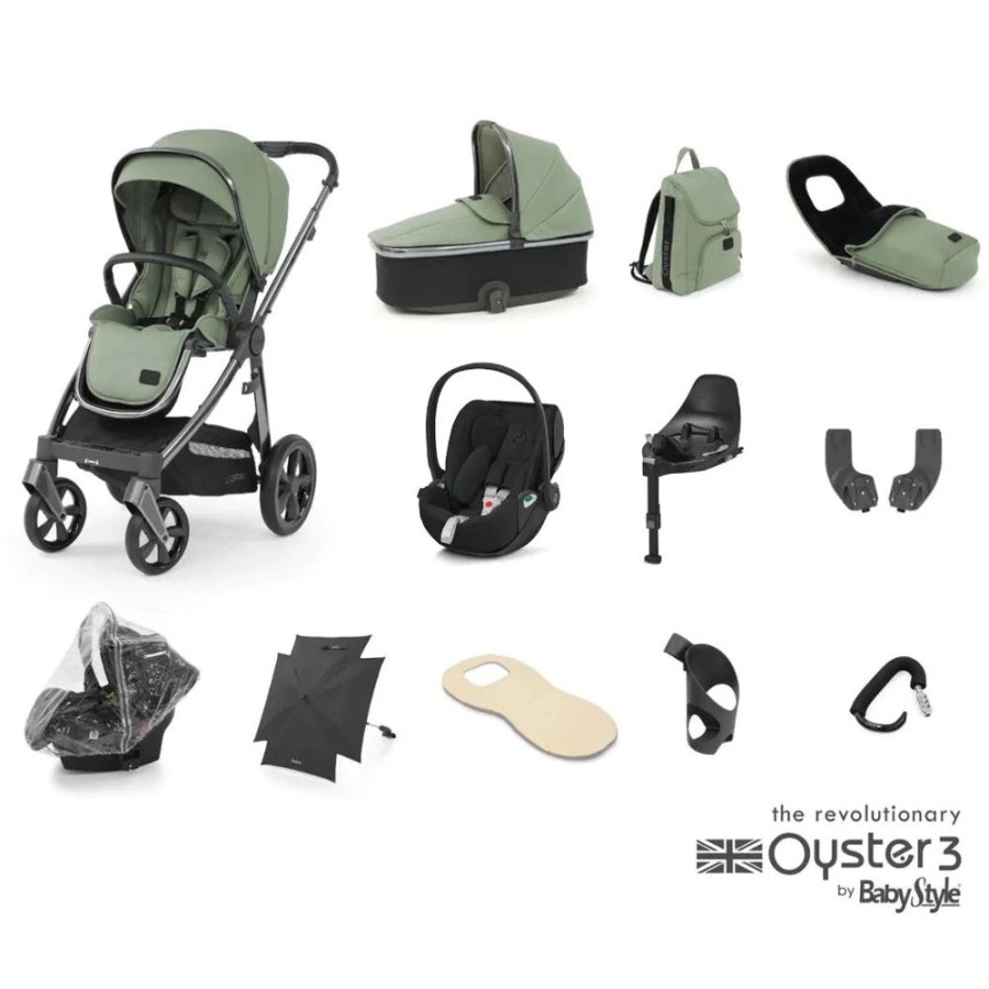 Prams & Pushchairs BabyStyle | Oyster 3 Ultimate 12 Pc Travel System Bundle With Cloud T Car Seat - S