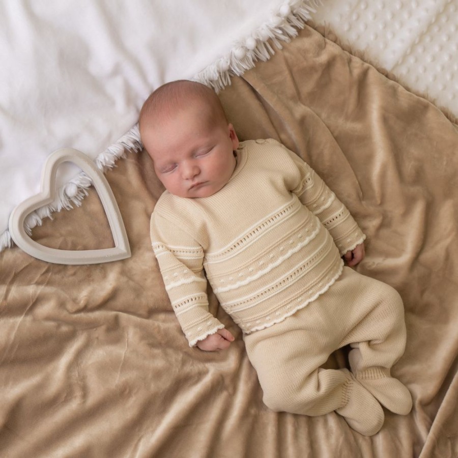 Clothing Dandelion Knitwear | Beige Pointelle Knitted Set