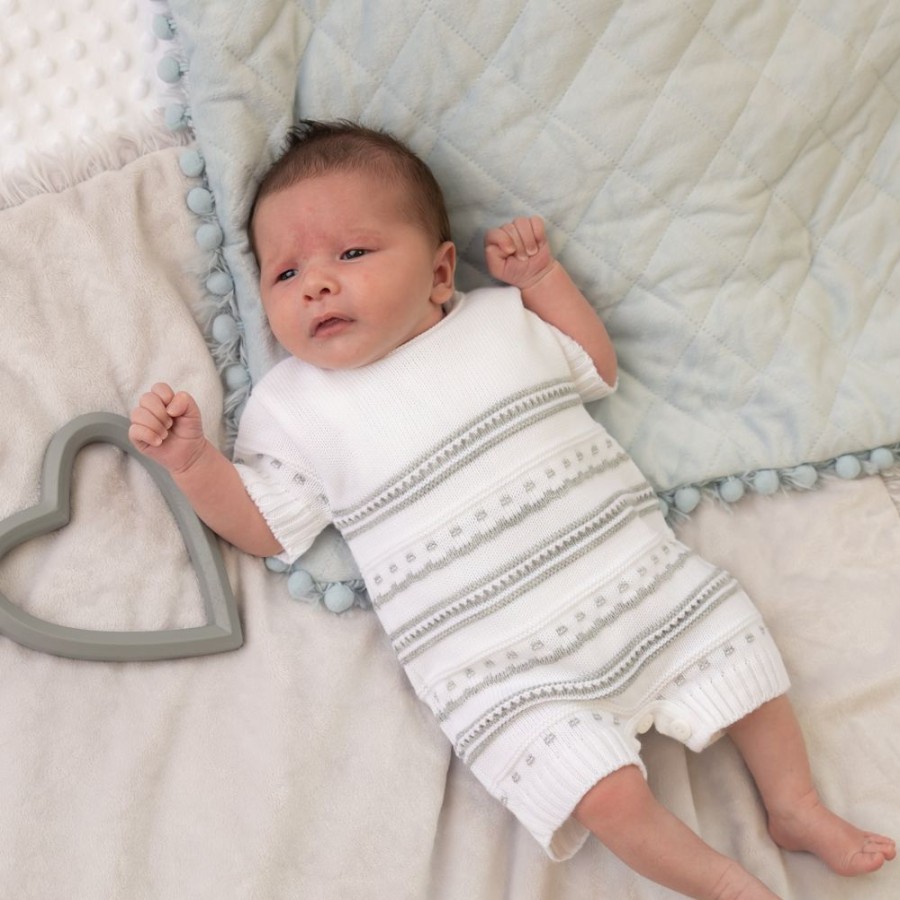 Clothing Dandelion Knitwear | Knitted Pointelle Romper | Unisex Romper | Millie & Ralph