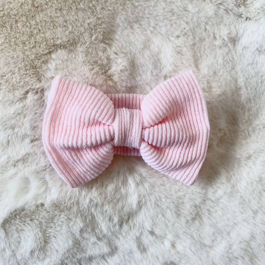 Clothing Millie & Ralph Knitwear | Large Bow Knitted Pink Headband