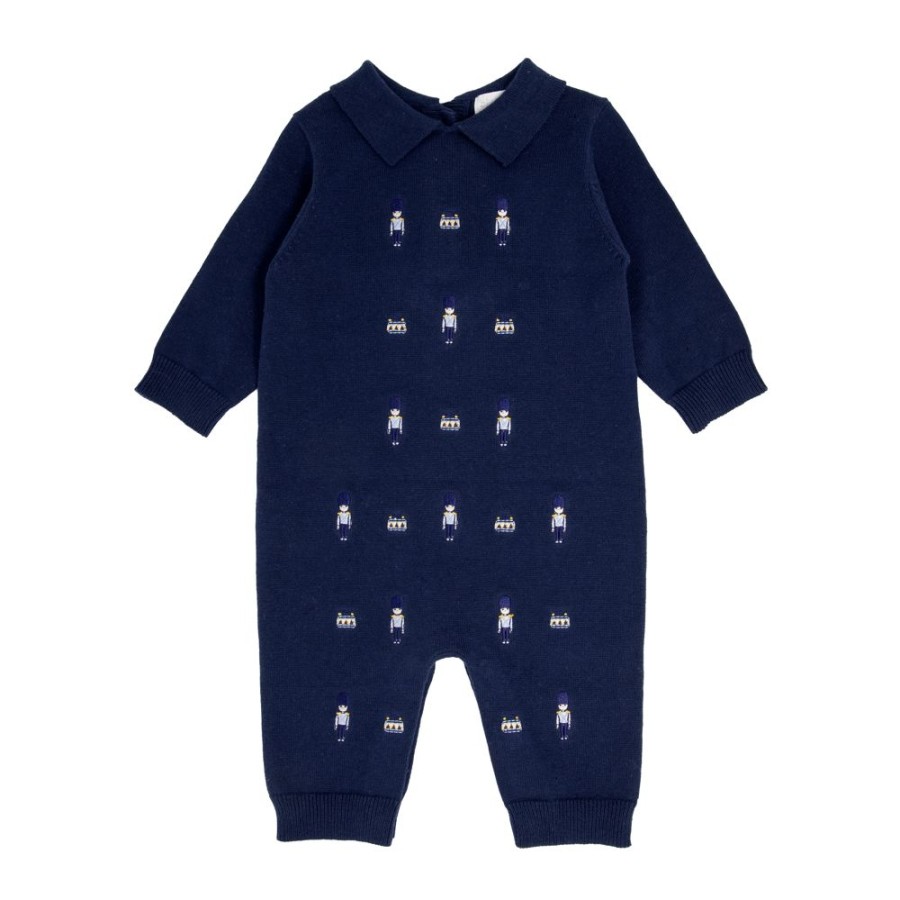 Clothing Blues Baby Knitwear | Navy Soldier Knitted Romper