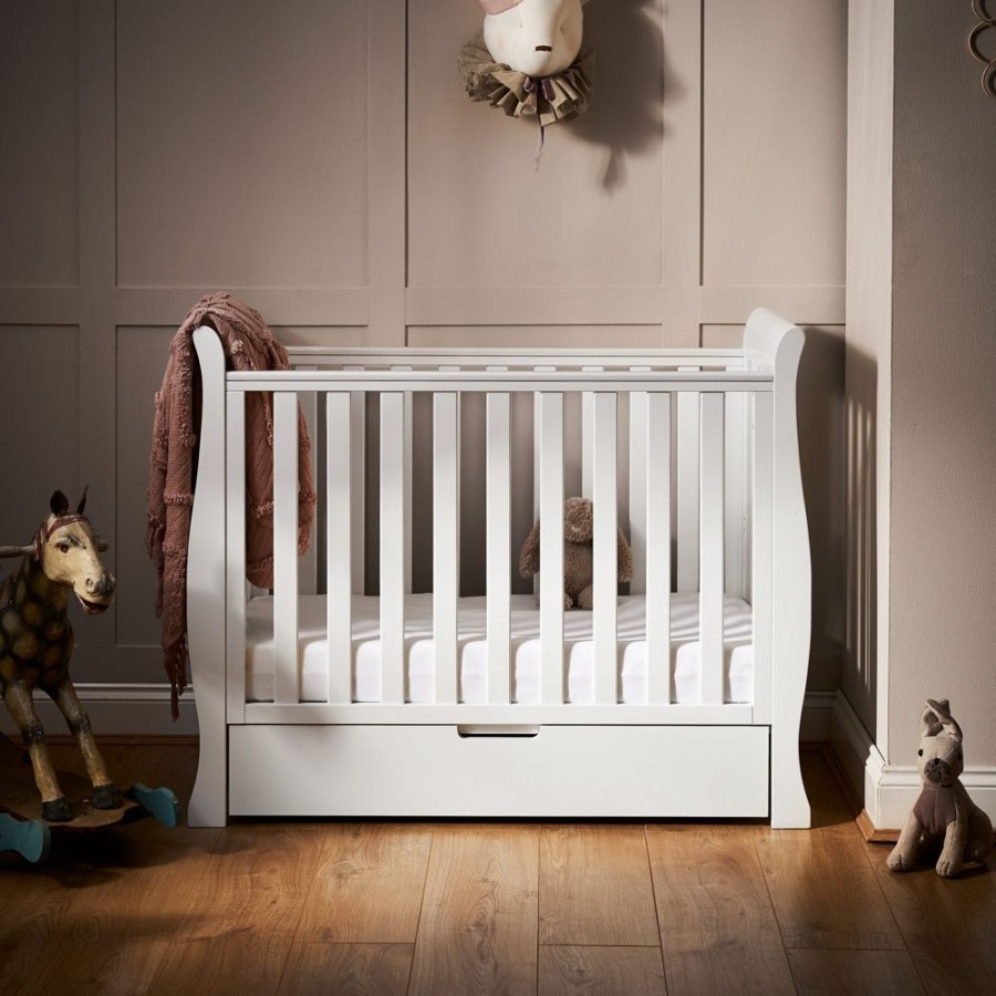 Nursery & Home Obaby Cots & Cotbeds | Obaby Stamford Space Saver Sleigh Cot - White