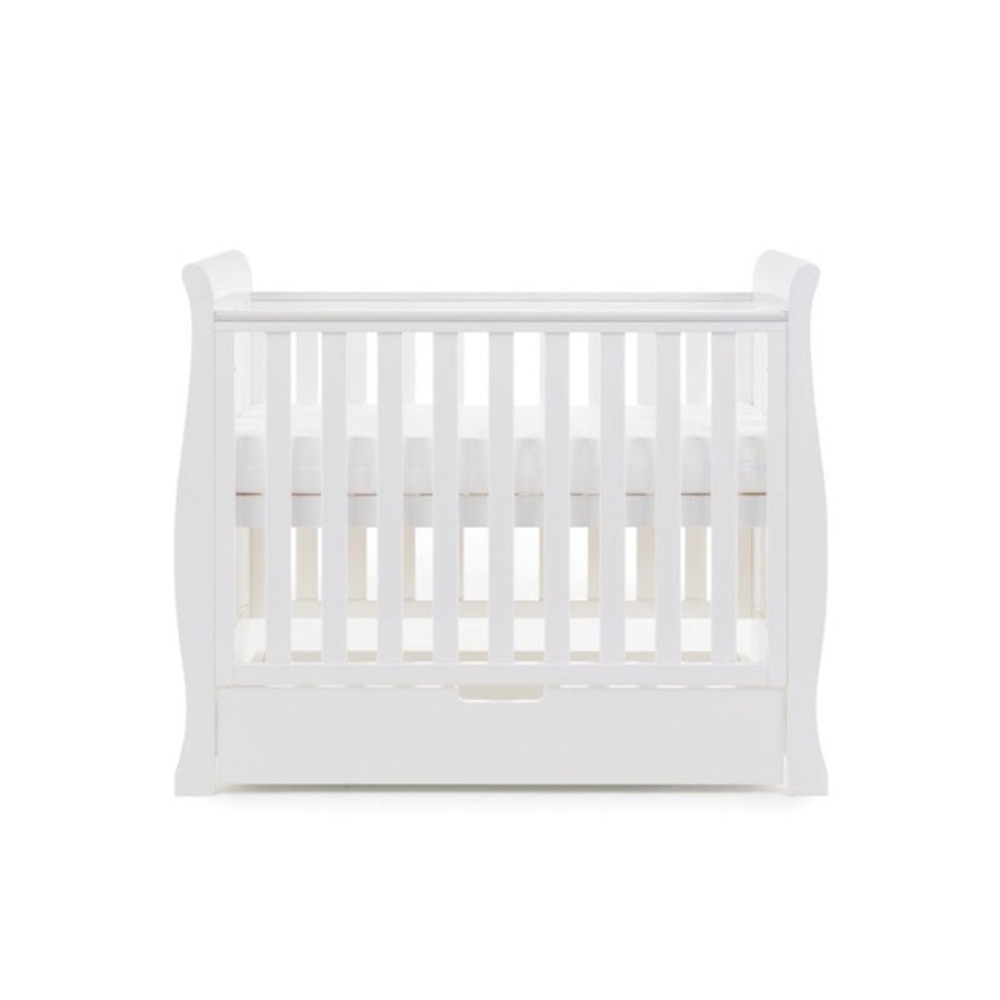 Nursery & Home Obaby Cots & Cotbeds | Obaby Stamford Space Saver Sleigh Cot - White