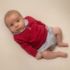 Clothing Sarah Louise Knitwear | Red Knitted Grey Check Shorts Set