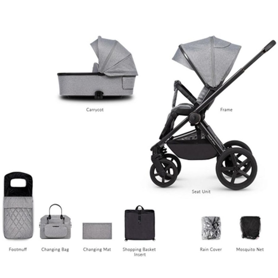 Prams & Pushchairs Venicci | Venicci Upline 2-In-1 Pram Package - Classic Grey