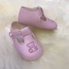 Clothing Baypods Shoes & Booties | Pink Soft Sole Shoes With Embroidered Bear