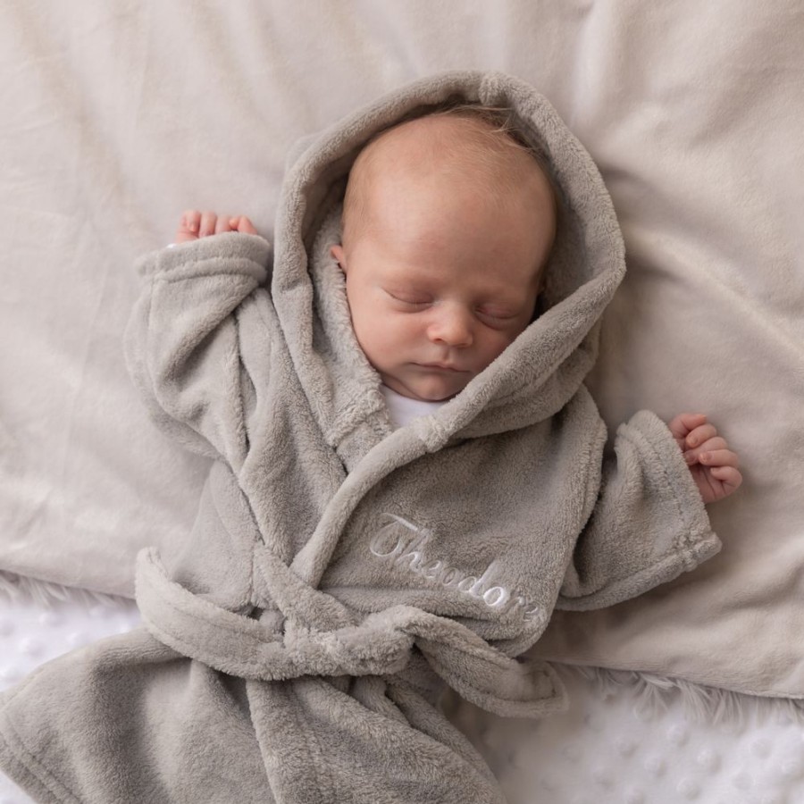 Personalised Millie & Ralph | Personalised Super Soft Dressing Gown - Grey