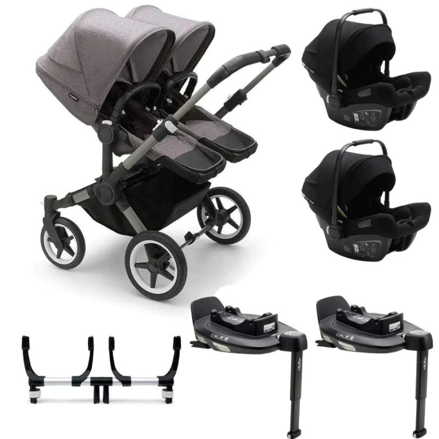 Prams & Pushchairs Bugaboo | Bugaboo Donkey 5 Twin Turtle Travel System - Grey Melange