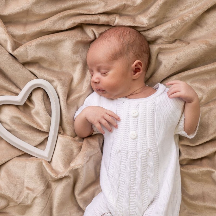 Clothing Dandelion Knitwear | Unisex White Cable Knitted Romper