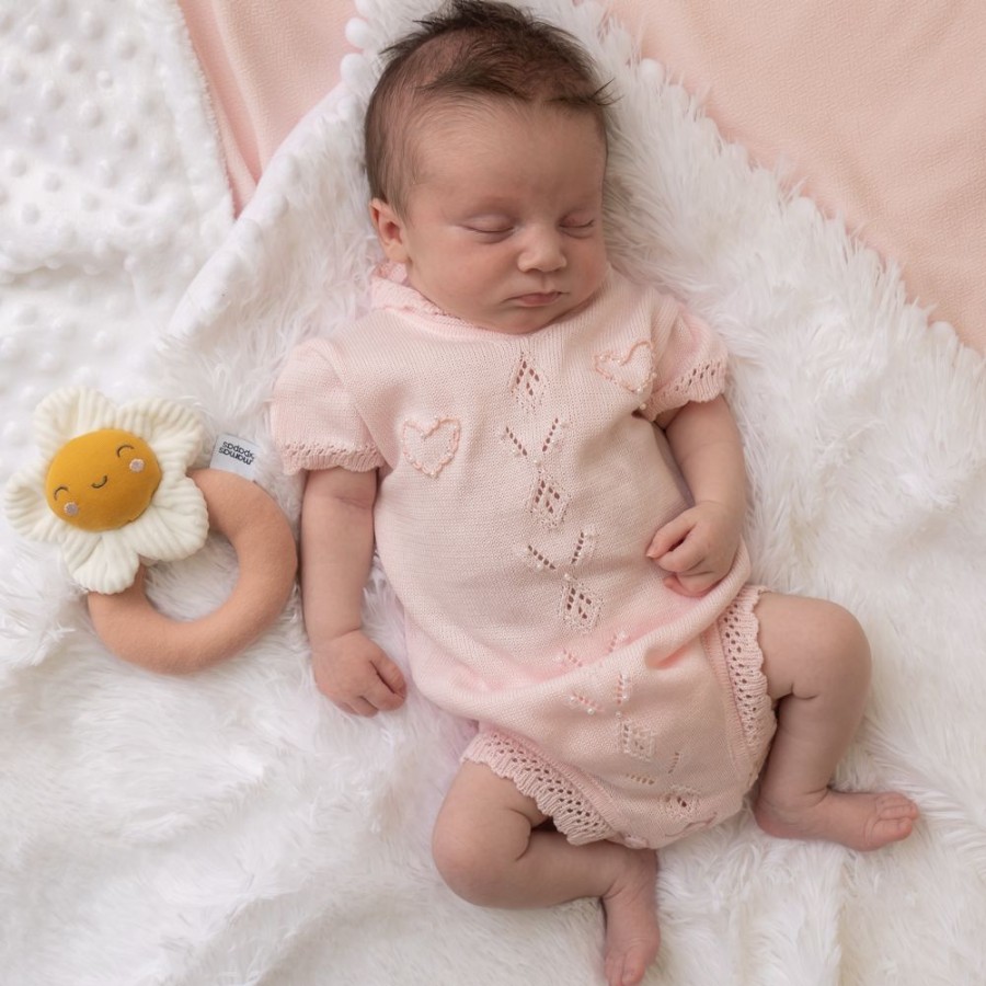 Clothing Pex Rompers | Flora Pink Pearl Heart Romper | Millie & Ralph