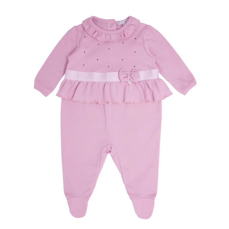 Clothing Blues Baby Sleepsuits | Dusty Pink Diamante Sleepsuit