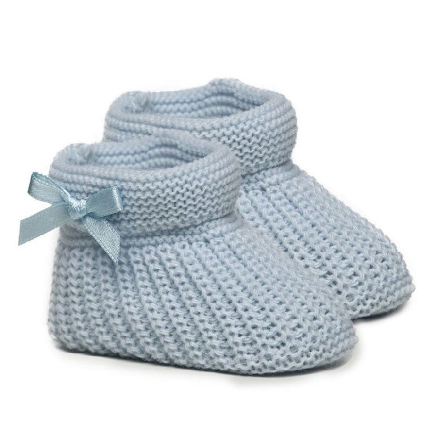 Clothing Millie & Ralph Booties | Blue Bow Knit Booties