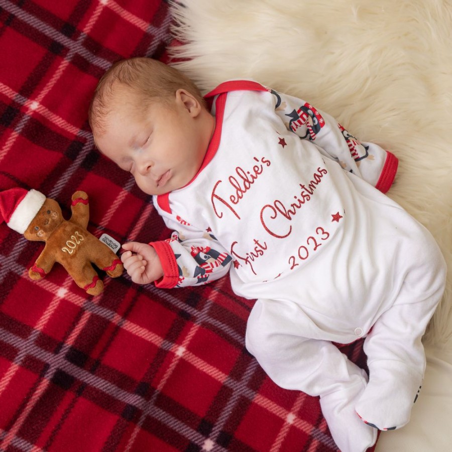 Personalised Millie & Ralph | Personalised Cuddly Penguin 'First Christmas' Sleepsuit