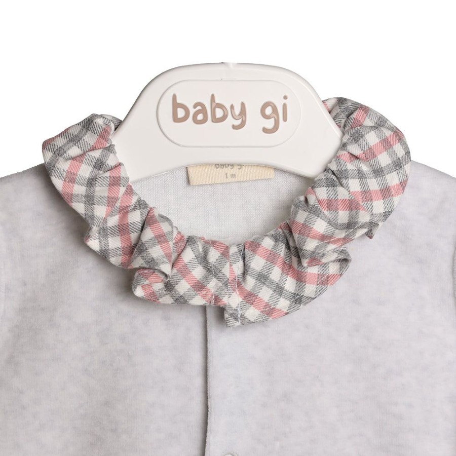 Clothing Millie & Ralph Sleepsuits | Pink Gingham Collar & Pocket Babygrow