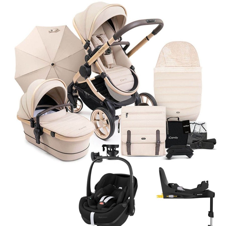 Prams & Pushchairs iCandy | Icandy Peach 7 Travel Bundle With Pebble 360 Pro & Base - Blonde/Bisco