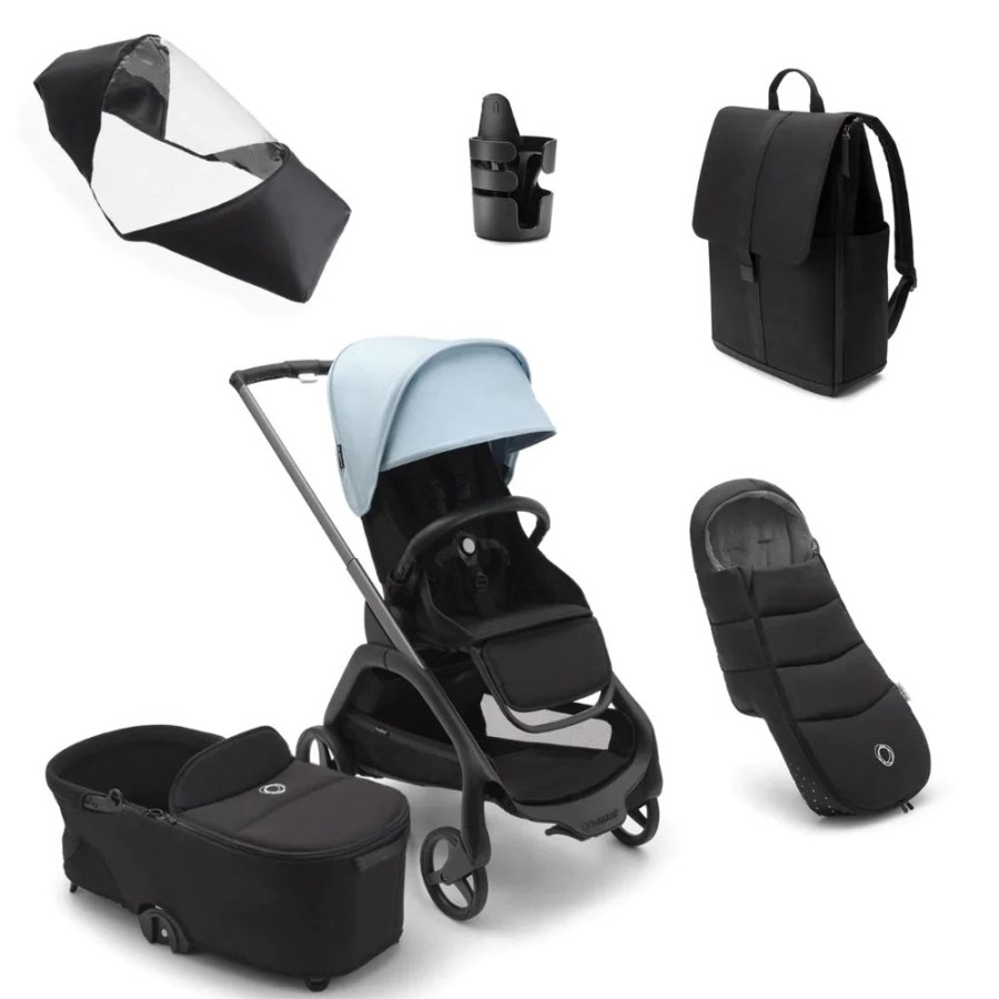 Prams & Pushchairs Bugaboo | Bugaboo Dragonfly Complete Bundle - Graphite With Skyline Blue