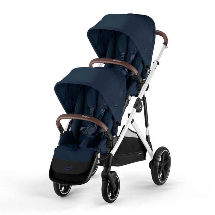 Prams & Pushchairs Cybex | Cybex Gazelle S Silver Double - Ocean Blue