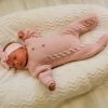 Clothing Pangasa Sleepsuits | Pangasa Powder Pink Cable Knitted Babygrow