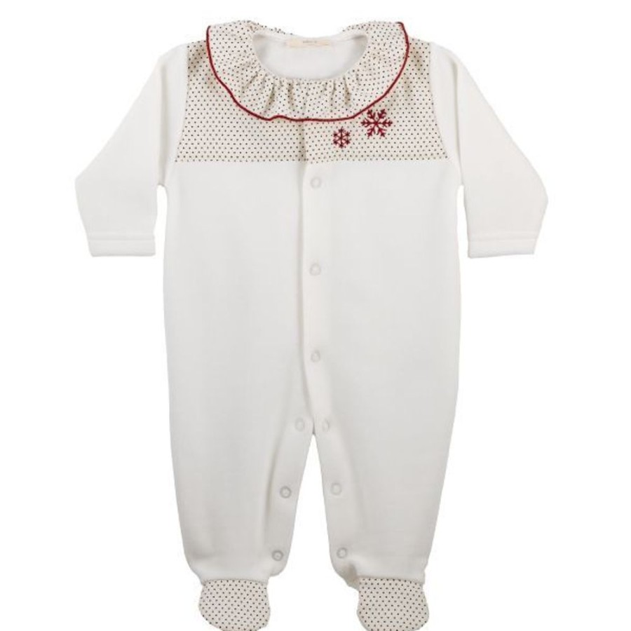 Clothing Millie & Ralph Sleepsuits | Frilly Collar All In One With Snowflakes