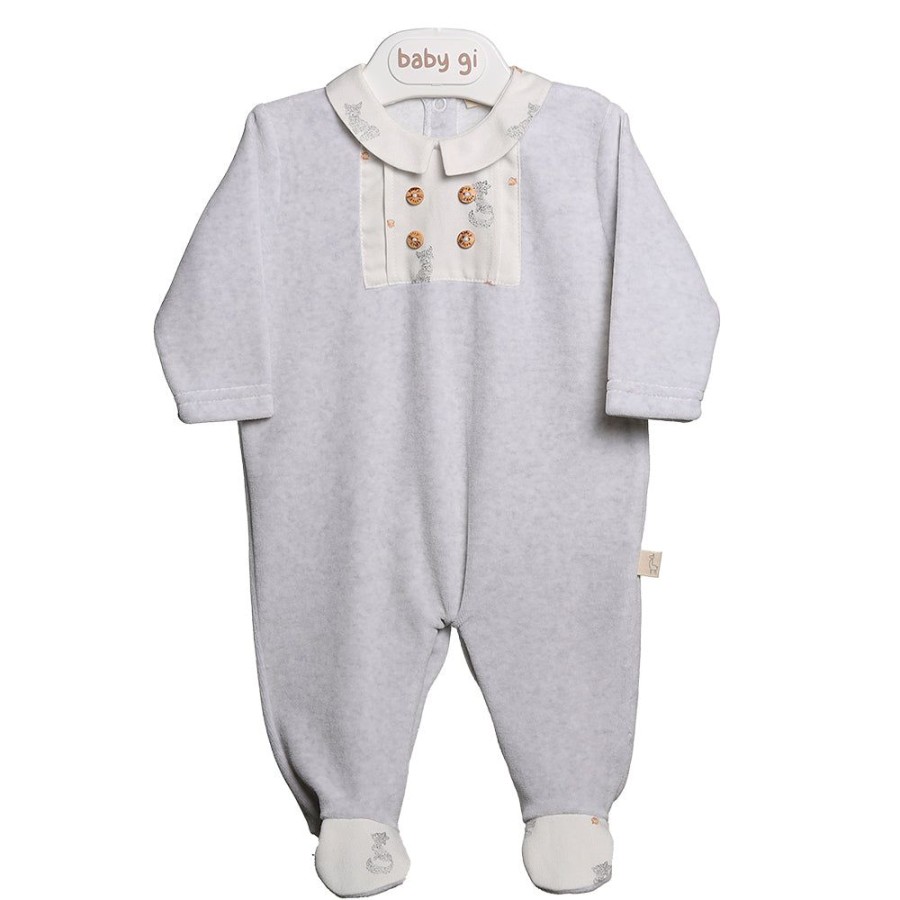 Clothing Millie & Ralph Outfits | Grey Velour Fox Chest Detail All In One