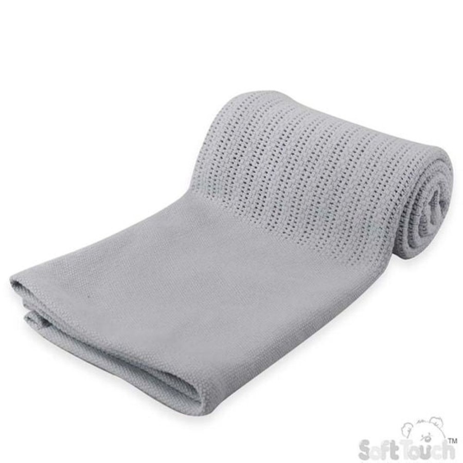 Nursery & Home Millie & Ralph Blankets | Grey Soft Touch Deluxe Cotton Cellular Pram Baby Blanket