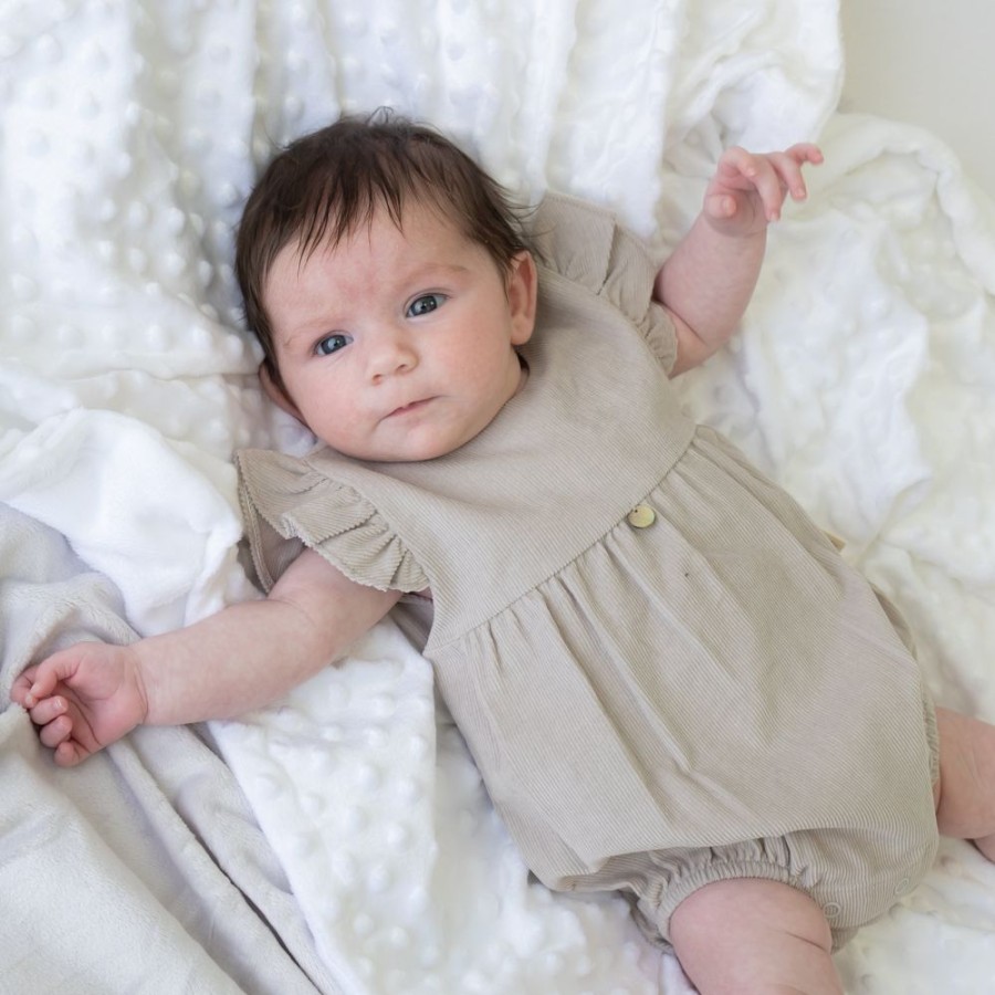 Clothing Millie & Ralph Rompers | Grey Ruffled Sleeve Romper