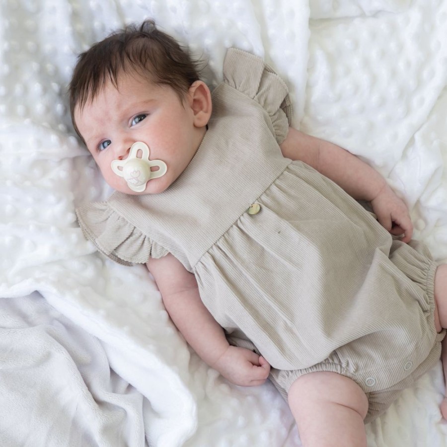 Clothing Millie & Ralph Rompers | Grey Ruffled Sleeve Romper