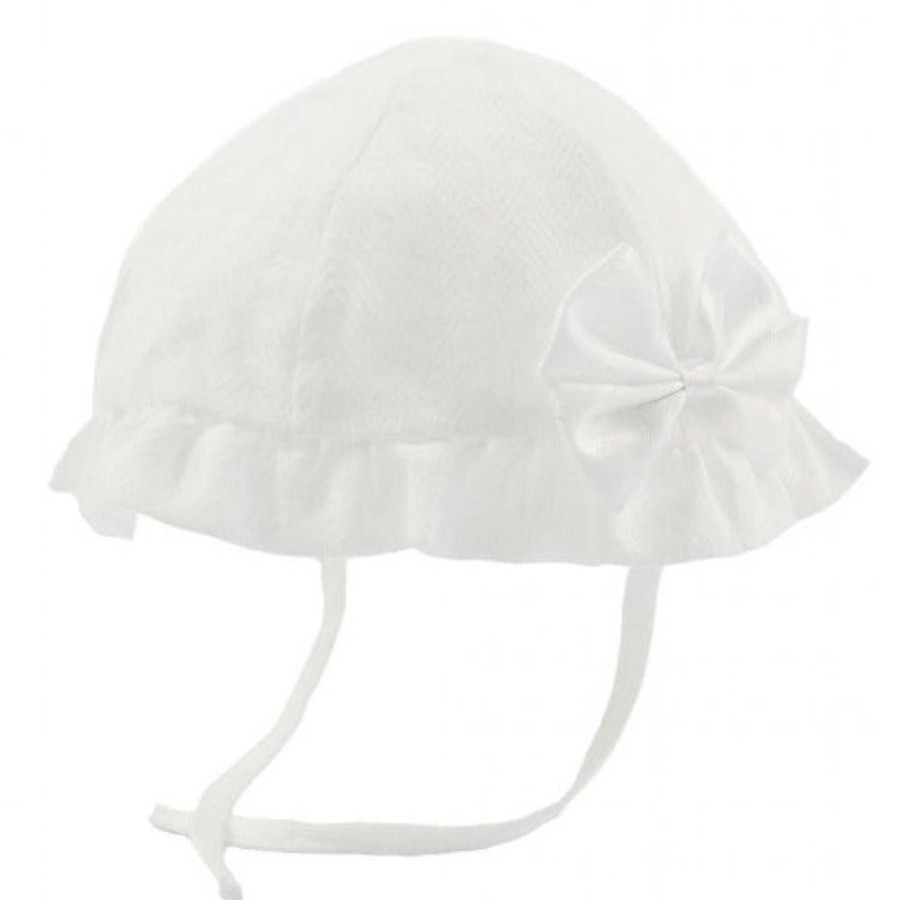 Clothing Millie & Ralph Hats | White Glitter Bow Summer Hat