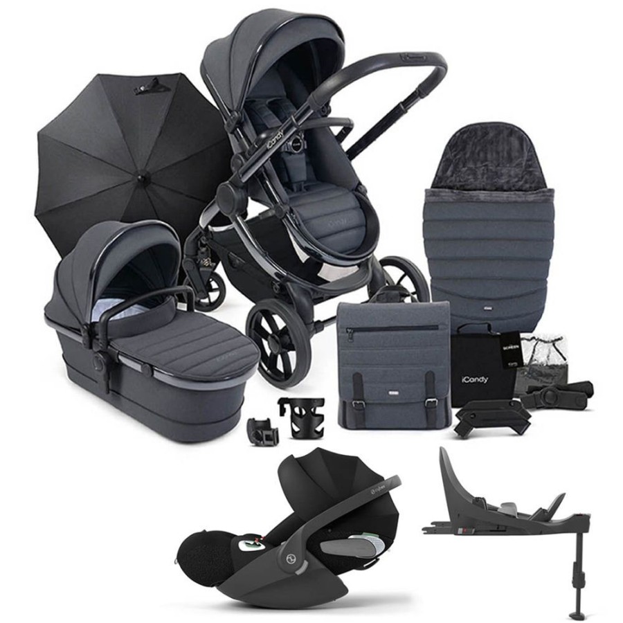 Prams & Pushchairs iCandy | Icandy Peach 7 Travel Bundle With Cloud T & Base - Phantom/Dark Grey