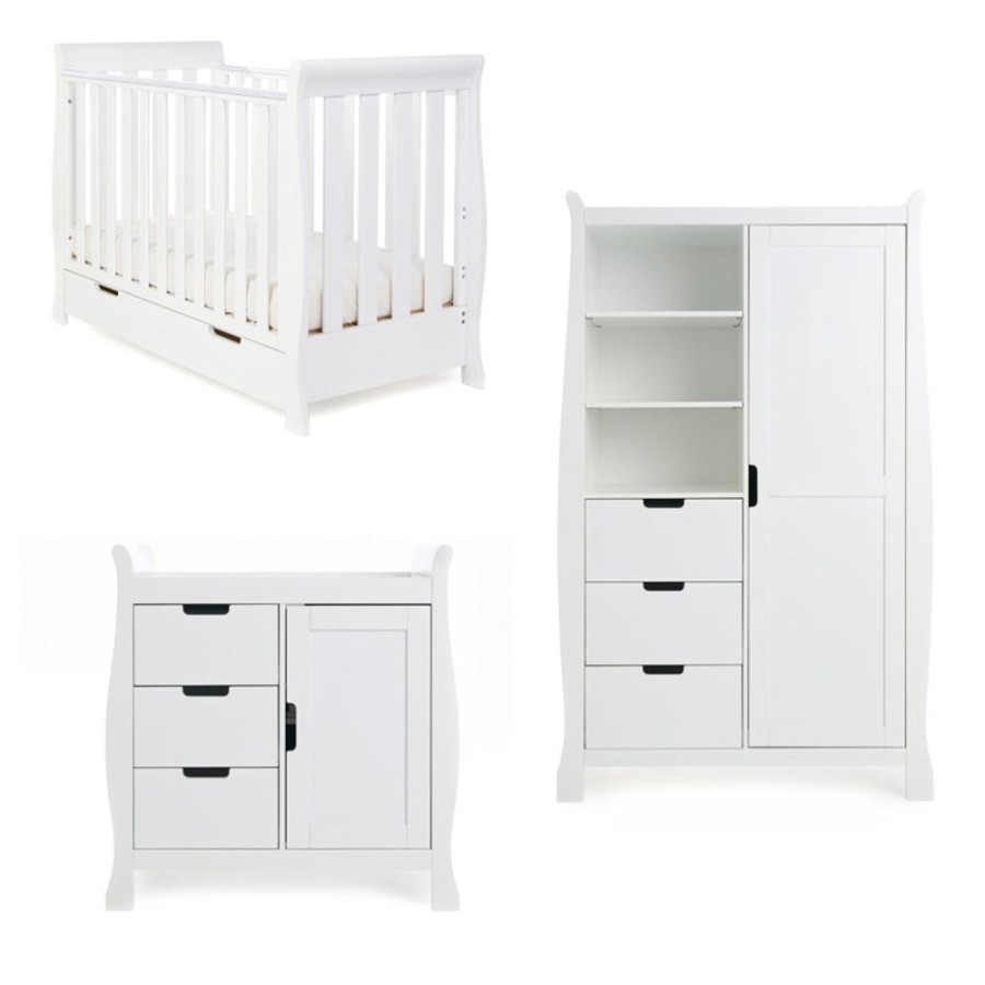 Nursery & Home Obaby 3 Piece Sets | Obaby Stamford Mini Sleigh 3Pc Nursery Furniture - White