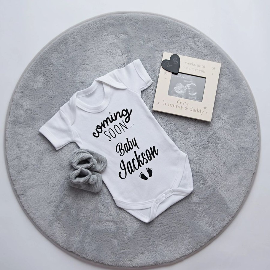 Personalised Millie & Ralph | Personalised 'Coming Soon Baby...' Announcement Vest