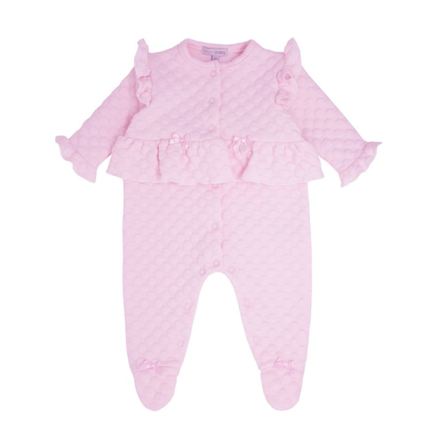 Clothing Blues Baby Sleepsuits | Pink Bubble Interlock Sleepsuit