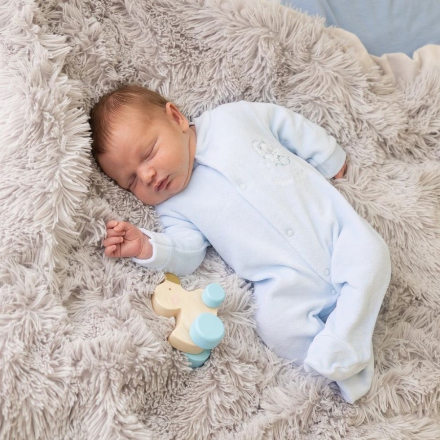 Clothing Dandelion Sleepsuits | Blue 'Rock-A-Bye Baby' Velour Sleepsuit