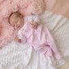 Clothing Dandelion Sleepsuits | Silver Roses & Bows Smocked Sleepsuit