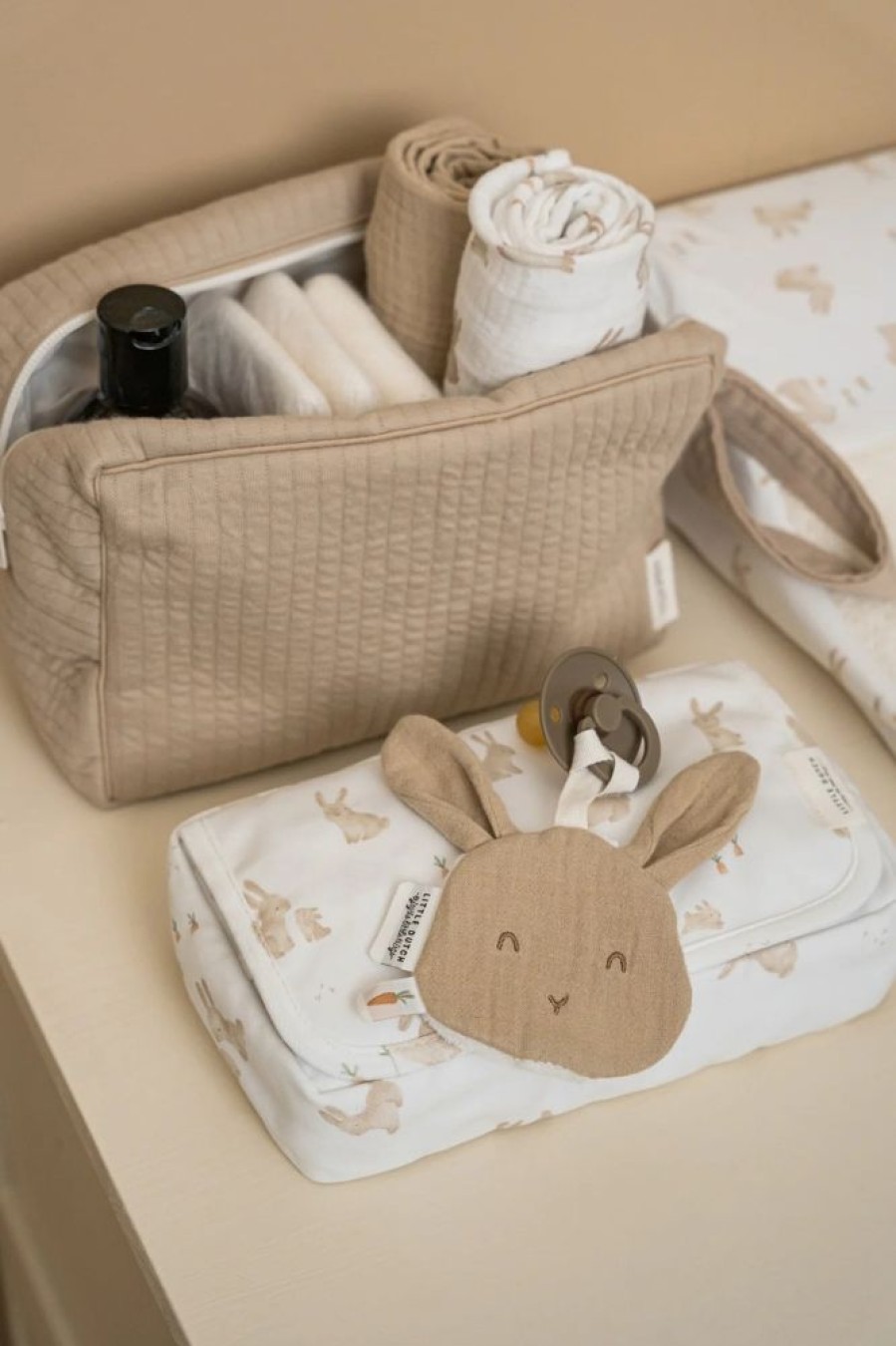 Nursery & Home Little Dutch Soft Toys | Little Dutch Pacifier Muslin Cloth - Bunny Beige