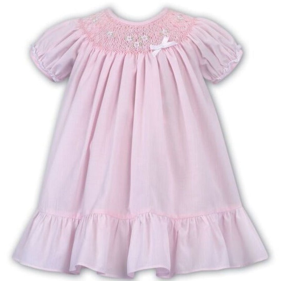 Clothing Sarah Louise Outfits | Pink Smock Bubble Style Frill Hem Dress