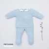 Clothing Pangasa Knitwear | Pangasa Pale Blue 'Bird' Print Knitted Set