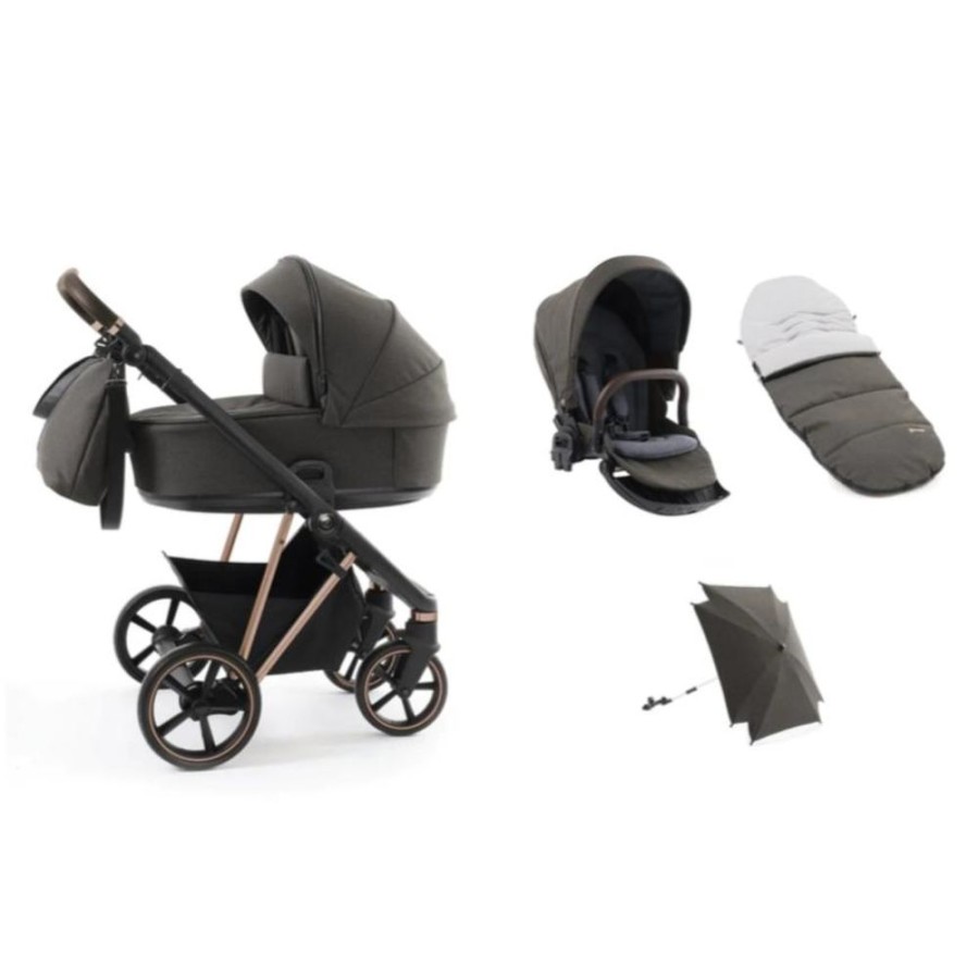 Prams & Pushchairs BabyStyle | Babystyle Prestige Vogue Bundle - Earth With Black Chassis & Brown Han