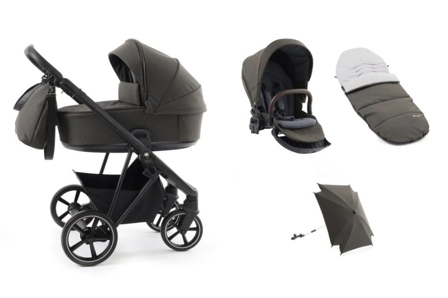 Prams & Pushchairs BabyStyle | Babystyle Prestige Vogue Bundle - Earth With Black Chassis & Brown Han