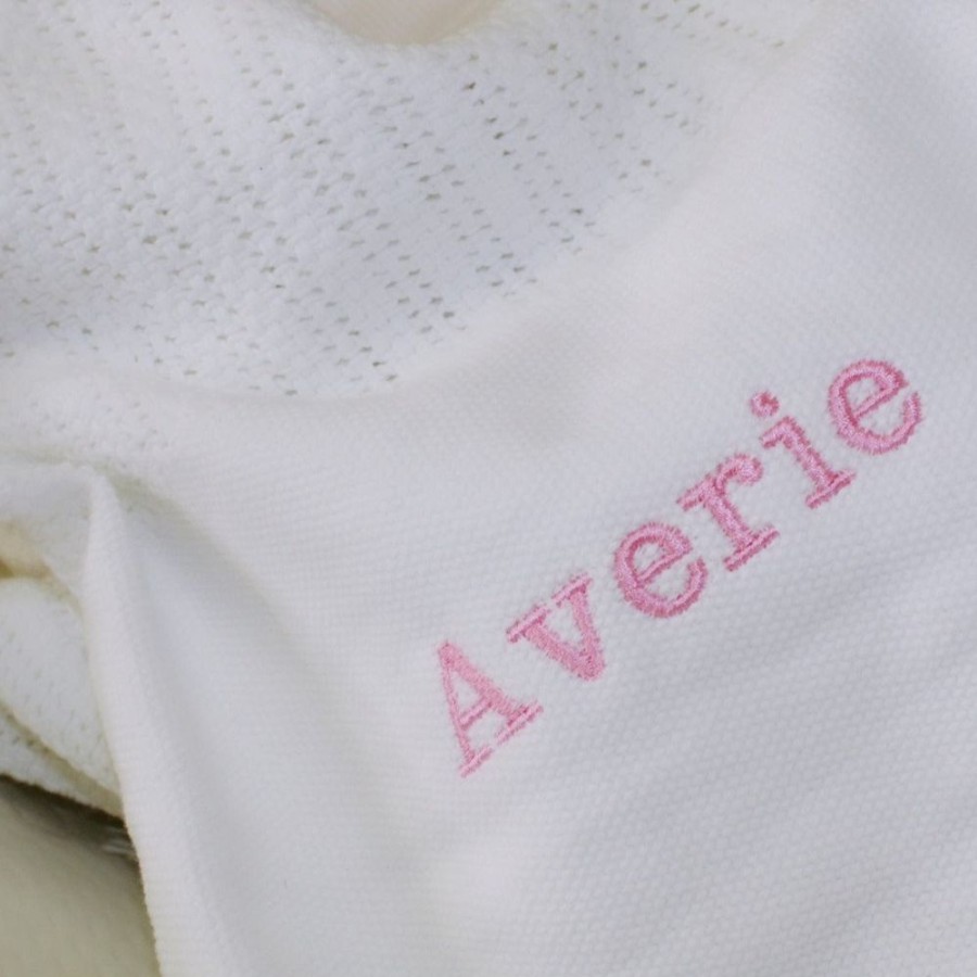 Personalised Millie & Ralph | Personalised Name White Cotton Cellular Blanket