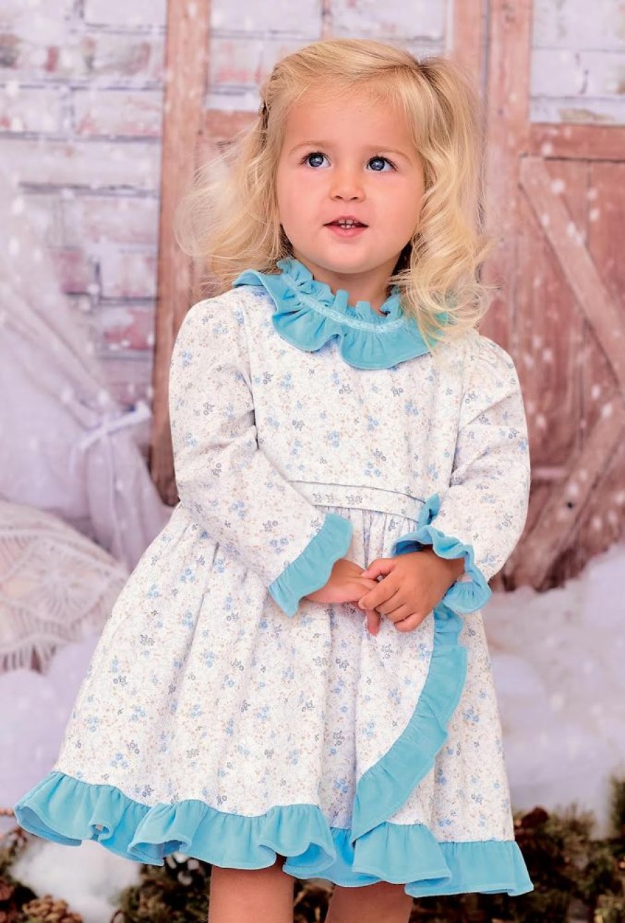 Clothing Sarah Louise Dresses | Girls Blue Floral Frill Dress