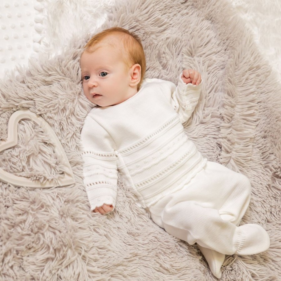 Clothing Dandelion Knitwear | White Pointelle Knitted Set