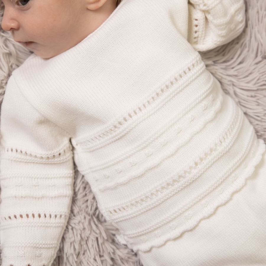 Clothing Dandelion Knitwear | White Pointelle Knitted Set