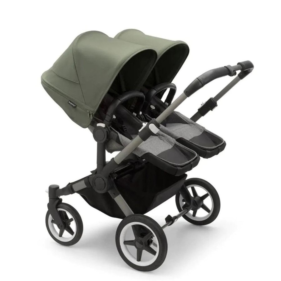 Prams & Pushchairs Bugaboo | Bugaboo Donkey 5 Twin Pushchair - Grey Melange/Forest Green