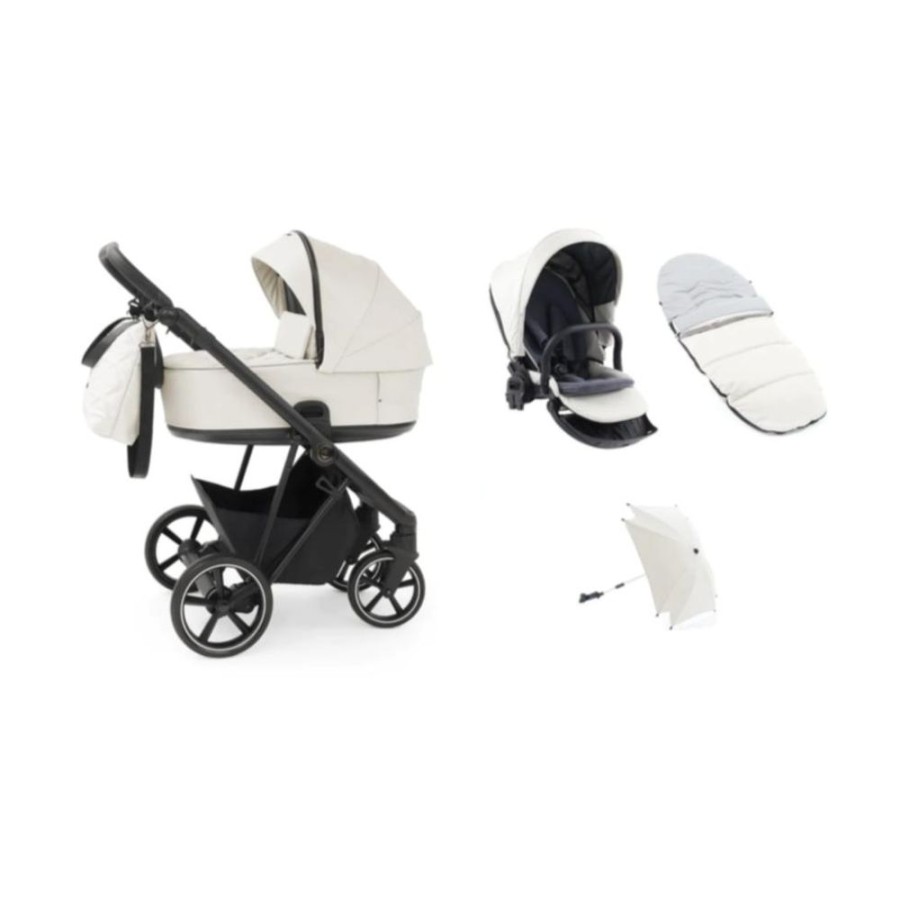 Prams & Pushchairs BabyStyle | Babystyle Prestige Vogue Bundle - Ivory With Black Chassis & Handle