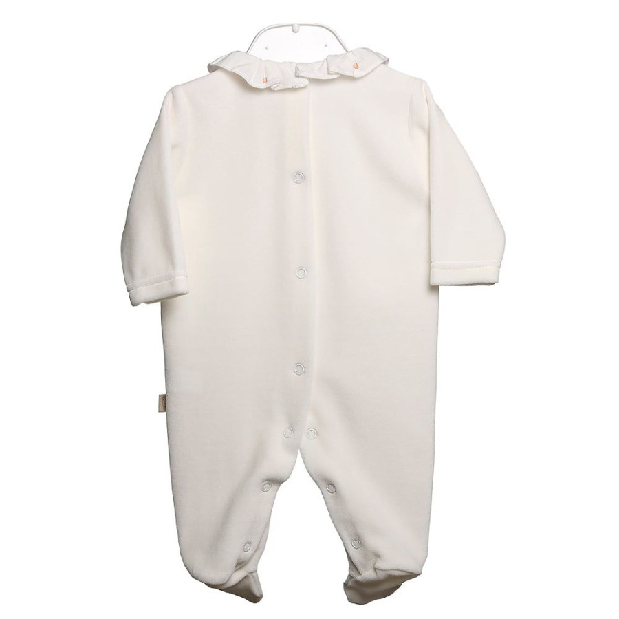 Clothing Millie & Ralph Sleepsuits | Ivory Fox Chest & Collar Detail Babygrow