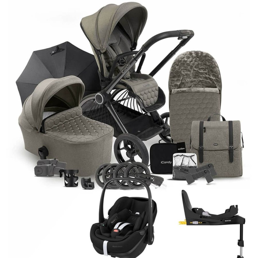 Prams & Pushchairs iCandy | Icandy Core Complete Bundle With Pebble 360 Pro & Base - Light Moss