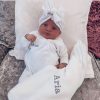 Personalised Millie & Ralph | Personalised White Embroidered Name Shawl